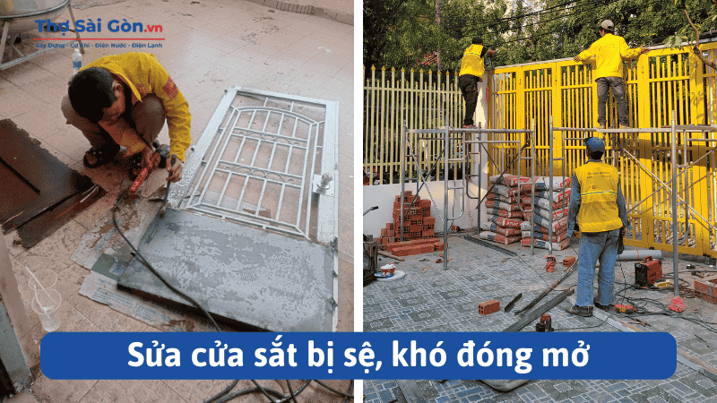 Sửa cửa sắt bị sệ, khó đóng mở