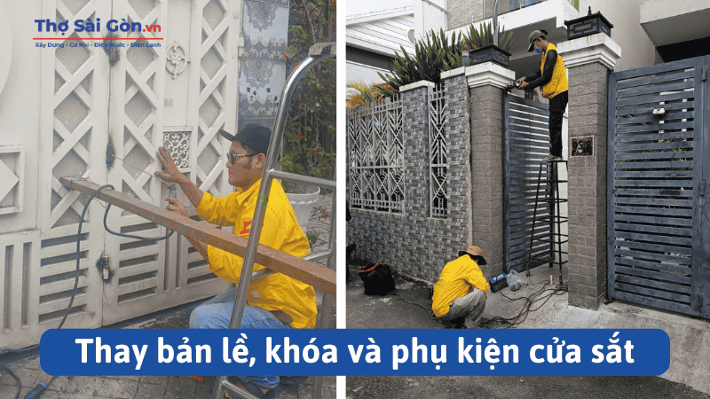 Thay bản lề, khóa và phụ kiện cửa sắt