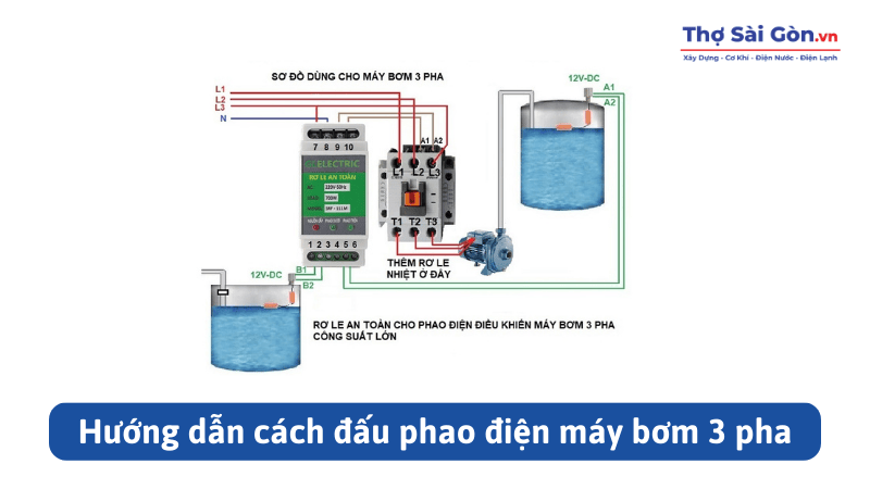 Hướng dẫn cách đấu phao điện máy bơm 3 pha