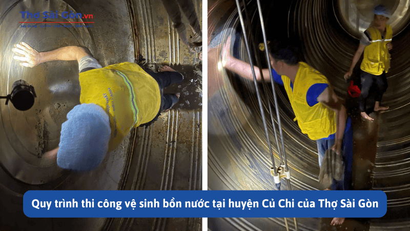 Quy trình thi công vệ sinh bồn nước tại huyện Củ Chi của Thợ Sài Gòn