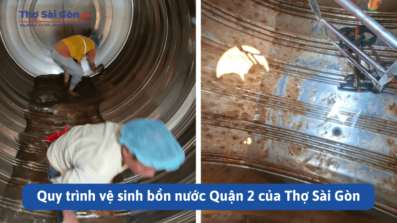 Quy trình vệ sinh bồn nước Quận 2 của Thợ Sài Gòn