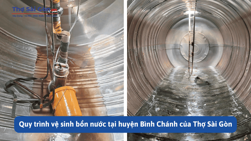 Quy trình vệ sinh bồn nước tại huyện Bình Chánh