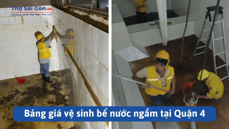 Dịch vụ vệ sinh bể nước ngầm tại Quận 4 giá rẻ, có bảo hành 4 Bảng giá vệ sinh bể nước ngầm tại Quận 4