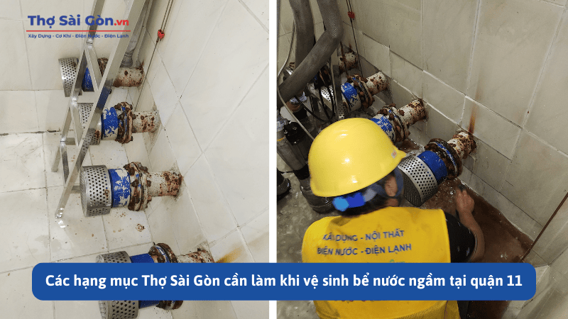 Các hạng mục Thợ Sài Gòn cần làm khi vệ sinh bể nước ngầm tại quận 11