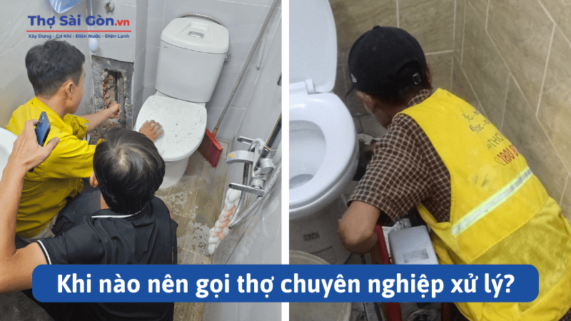 Cách thông bồn cầu bằng chai nhựa đơn giản 4 Khi nào nên gọi thợ chuyên nghiệp xử lý?