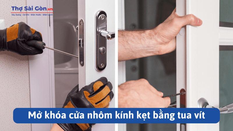 Hướng dẫn 7 cách mở khóa cửa nhôm bị kẹt khóa 4 Mở khóa cửa nhôm kính kẹt bằng tua vít