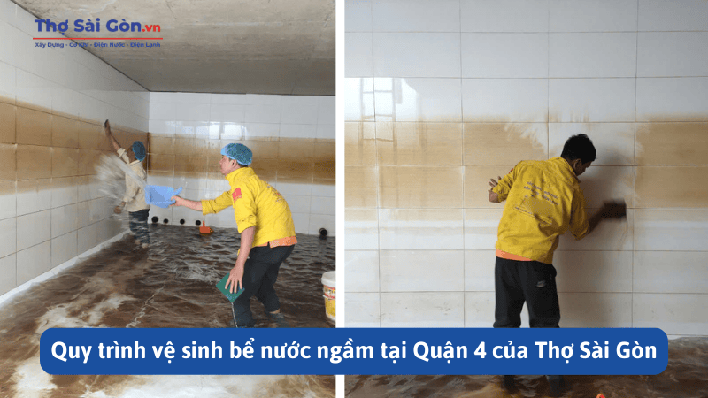Dịch vụ vệ sinh bể nước ngầm tại Quận 4 giá rẻ, có bảo hành 5 Quy trình vệ sinh bể nước ngầm tại Quận 4 của Thợ Sài Gòn