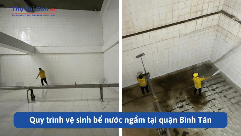 Quy trình vệ sinh bể nước ngầm tại quận Bình Tân