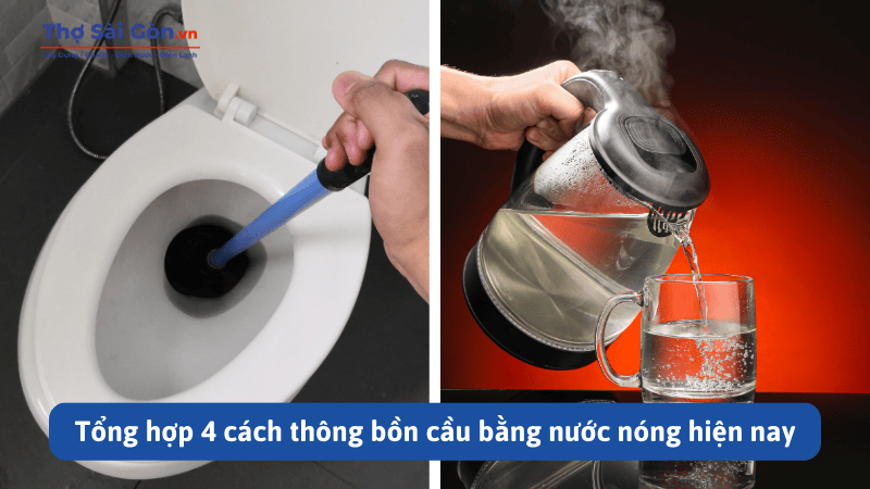 cách thông bồn cầu bằng nước nóng
