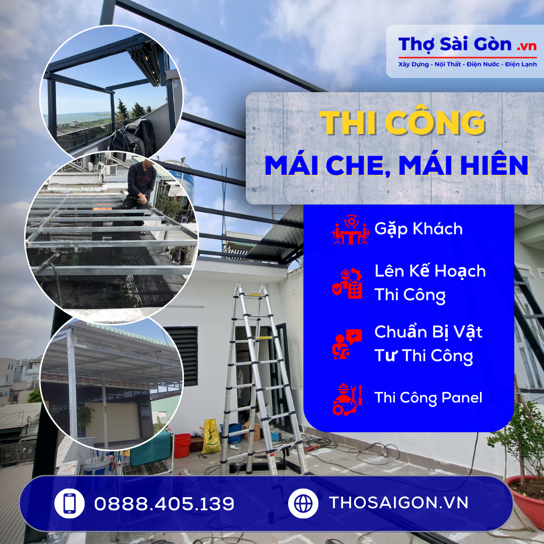 Dịch vụ thi công mái che, mái hiên tại tphcm, bình dương, đồng nai ...