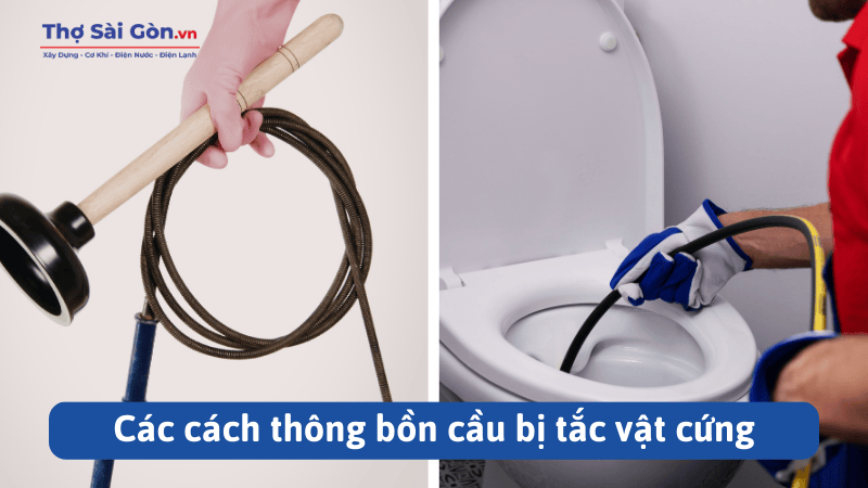 Các cách thông bồn cầu bị tắc vật cứng
