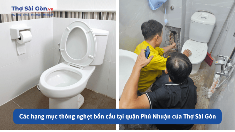 Các hạng mục thông nghẹt bồn cầu tại quận Phú Nhuận của Thợ Sài Gòn