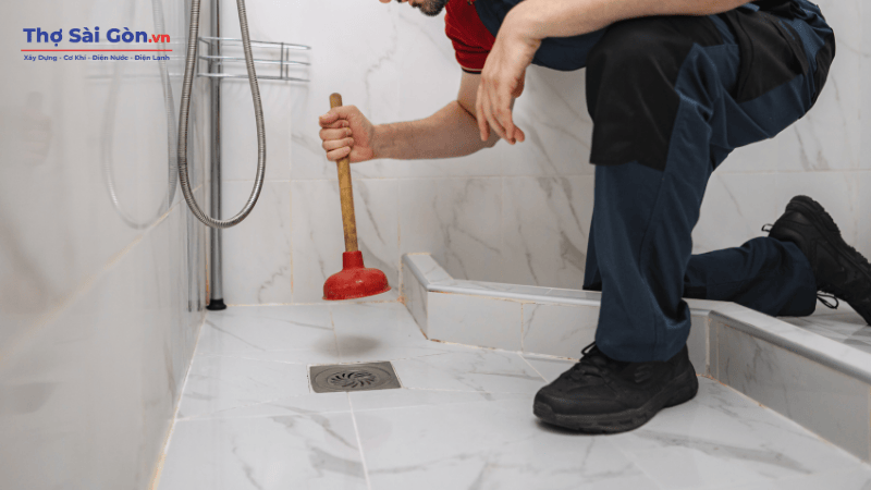 thông cống nhà tắm bằng Pittong cao su