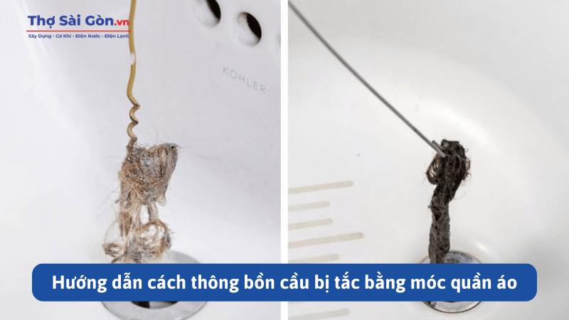 Hướng dẫn cách thông bồn cầu bị tắc bằng móc quần áo