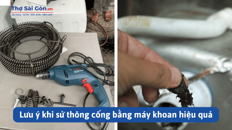 thông cống bằng máy khoan