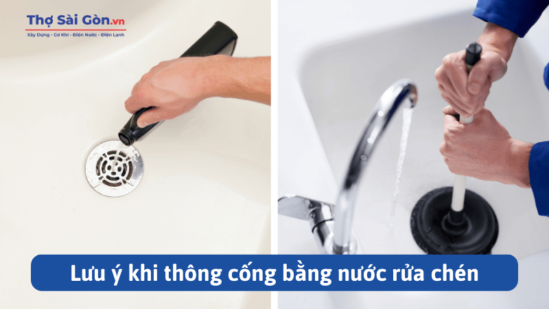 Lưu ý khi thông cống bằng nước rửa chén