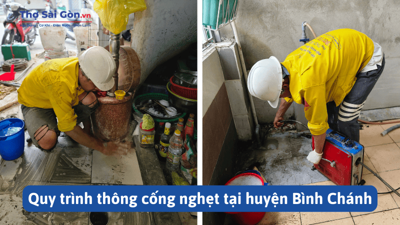 Thông cống nghẹt huyện Bình Chánh - Bảo hành dài hạn 5 Quy trình thông cống nghẹt tại huyện Bình Chánh