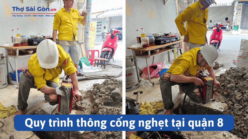 Quy trình thông cống nghẹt tại quận 8