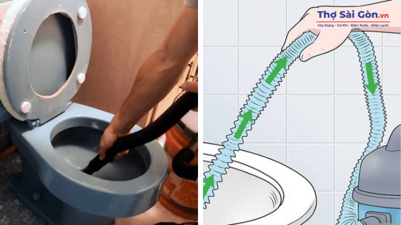 Thông cống nhà tắm bằng máy hút bụi đa năng