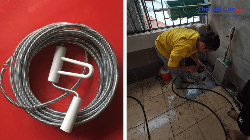 thông cống nhà tắm bằng dây thông cống