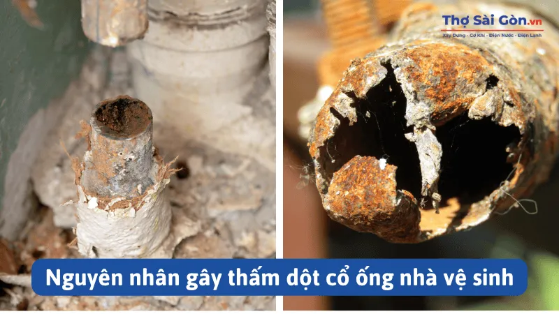 Hướng dẫn chi tiết cách chống thấm cổ ống nhà vệ sinh 2 Nguyên nhân gây thấm dột cổ ống nhà vệ sinh