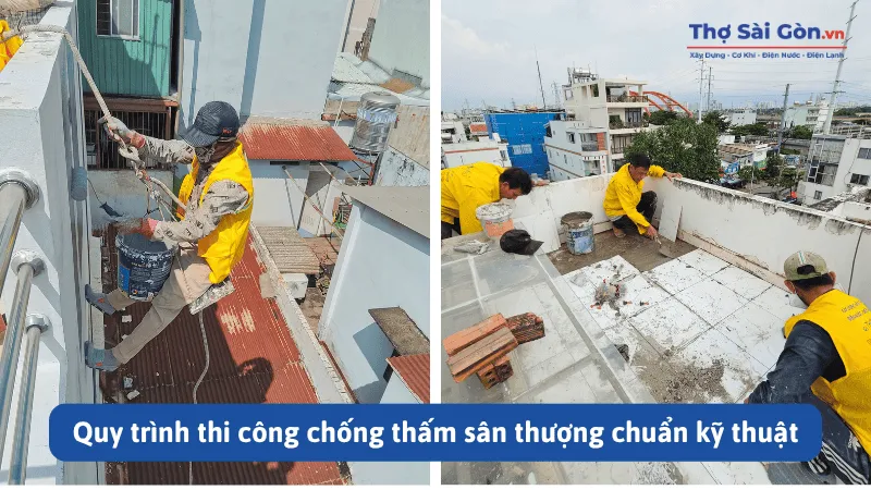 Bảng giá chống thấm sân thượng, có bảo hành 4 Quy trình thi công chống thấm sân thượng chuẩn kỹ thuật