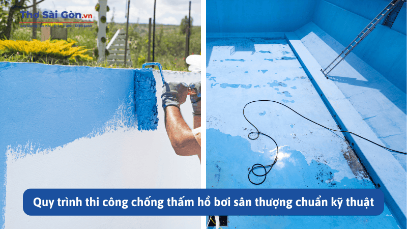 Quy trình thi công chống thấm hồ bơi sân thượng