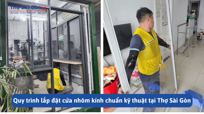 Thợ lắp đặt cửa nhôm kính giá rẻ, có bảo hành 5 Quy trình lắp đặt cửa nhôm kính