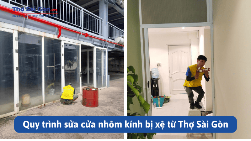 Thợ sửa cửa nhôm kính bị xệ nhanh chóng, có bảo hành 3 Quy trình sửa cửa nhôm kính bị xệ