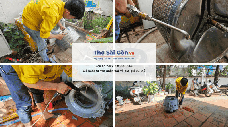 Dịch vụ vệ sinh máy giặt nhanh chóng, uy tín 4 Quy trình vệ sinh máy giặt chuyên nghiệp tại Thợ Sài Gòn