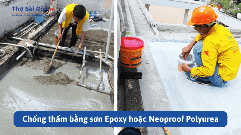 Cách xử lý mái bê tông bị nứt triệt để, tối ưu chi phí 6 Chống thấm bằng sơn Epoxy hoặc Neoproof Polyurea