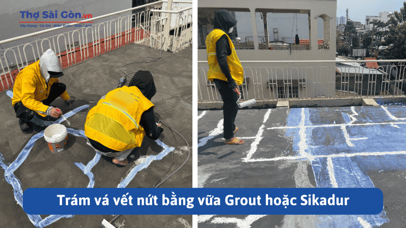 Cách xử lý mái bê tông bị nứt triệt để, tối ưu chi phí 5 Trám vá vết nứt bằng vữa Grout hoặc Sikadur