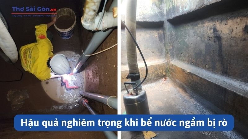 Hậu quả nghiêm trọng khi bể nước ngầm bị rò