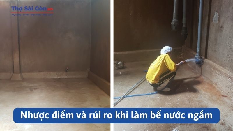 Nhược điểm và rủi ro khi làm bể nước ngầm