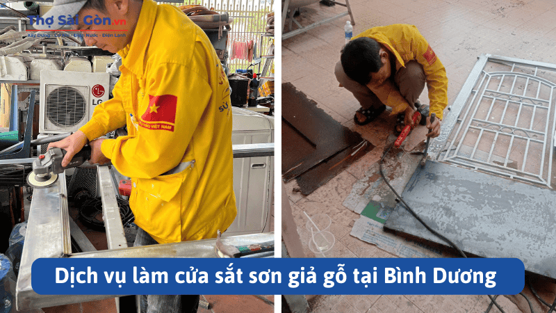 Dịch vụ làm cửa sắt sơn giả gỗ tại Bình Dương 