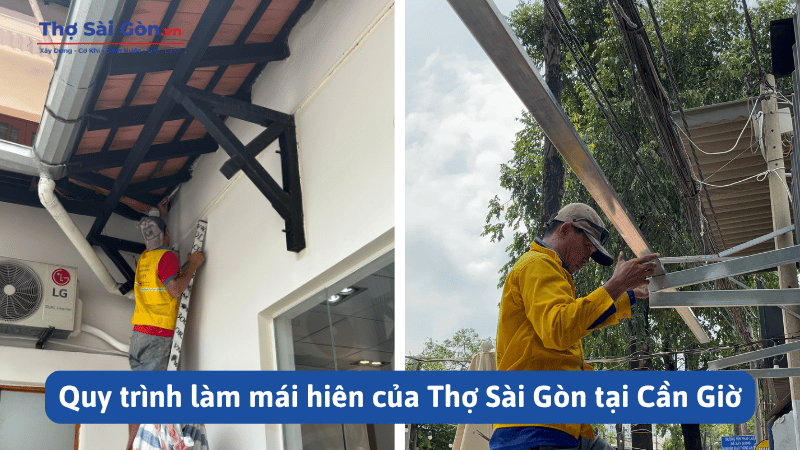 Quy trình làm mái hiên của Thợ Sài Gòn tại Cần Giờ