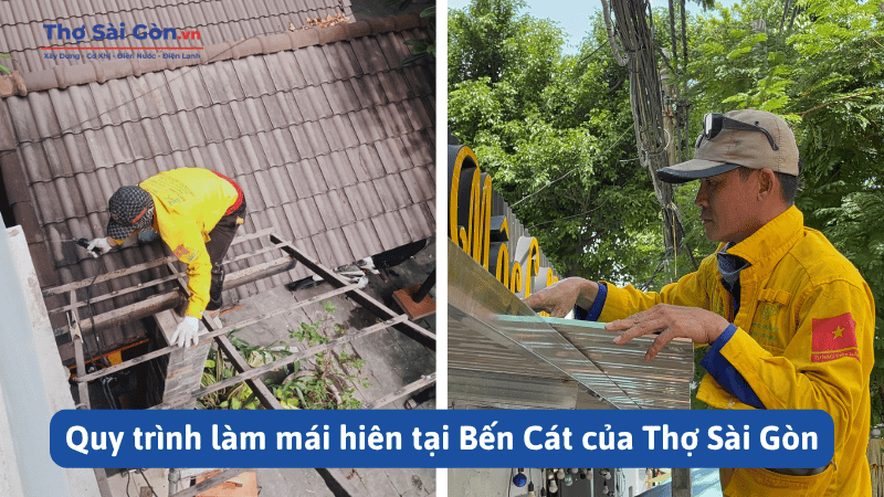 Quy trình làm mái hiên tại Bến Cát của Thợ Sài Gòn
